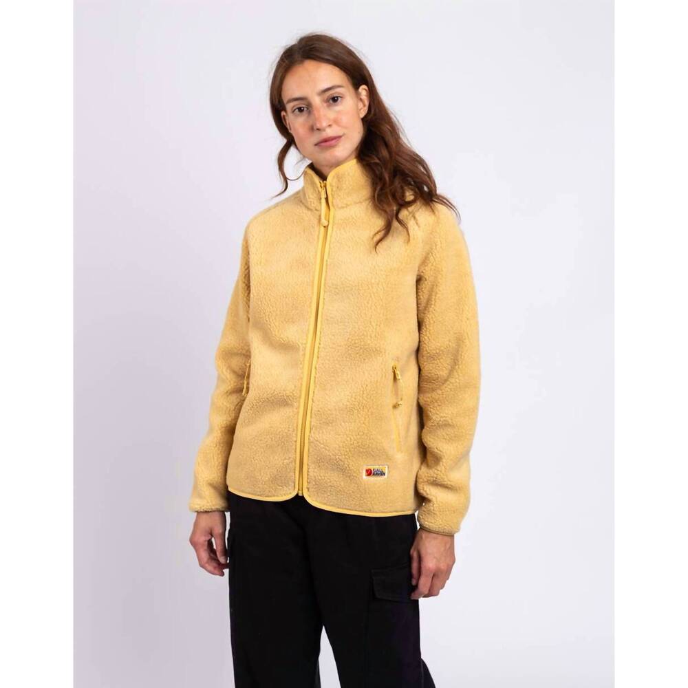 NEW FJALLRAVEN women's vardag pile fleece jacket in mais yellow